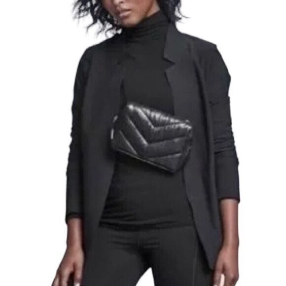 Athleta Venice heathered black gray blazer jacket sz 2 pockets - Picture 1 of 11